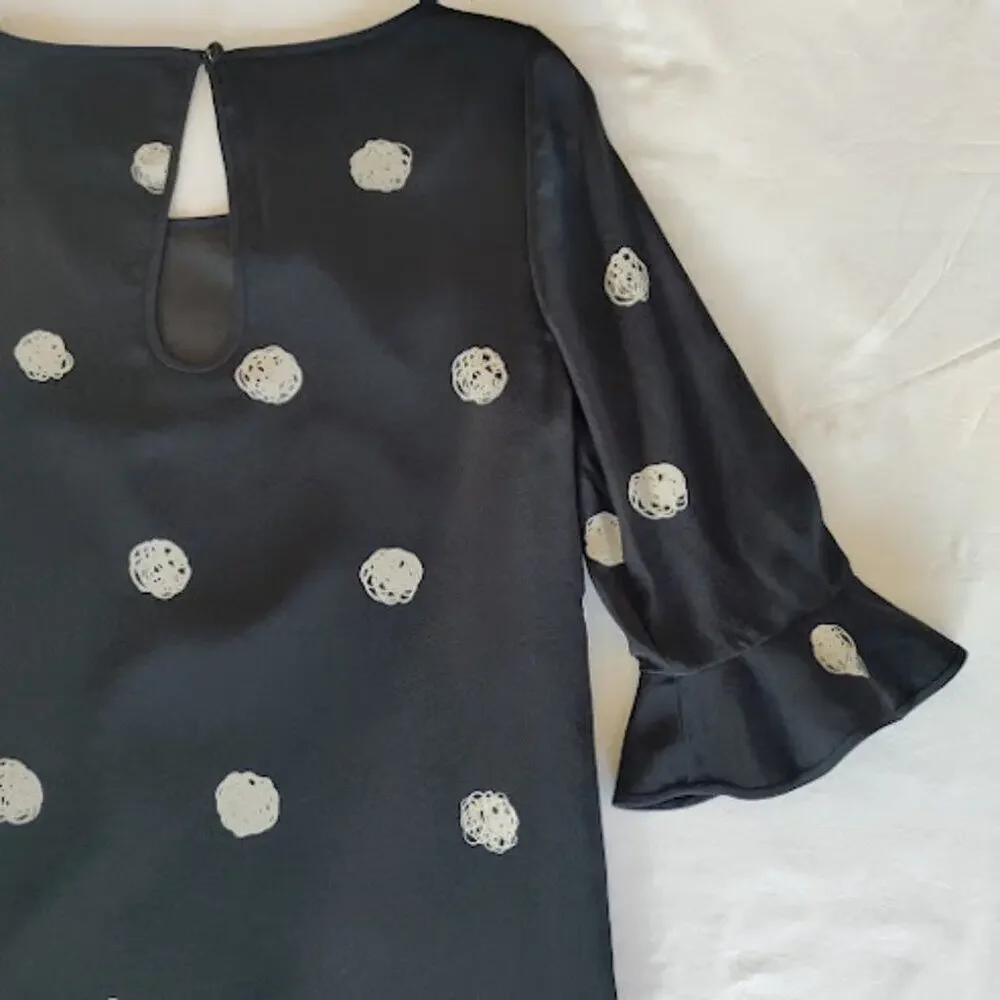 KATE SPADE | Polka Dot Black And Cream Silk Mini Shift Dress Mod Indie Twee 2